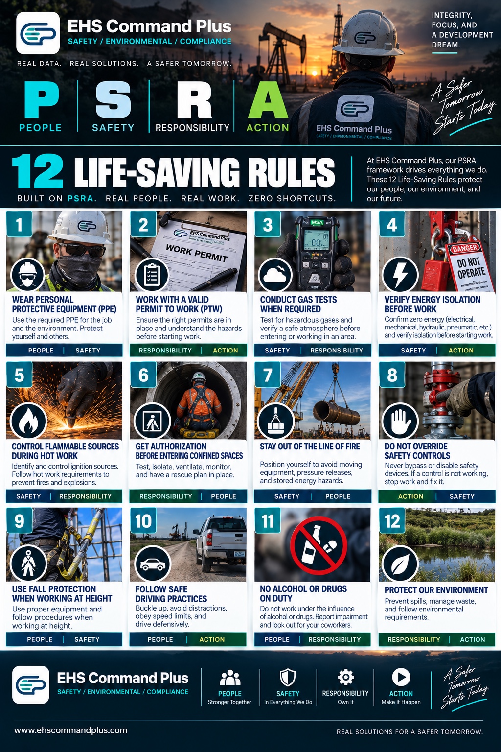 EHS Command Plus PSRA 12 Life-Saving Rules